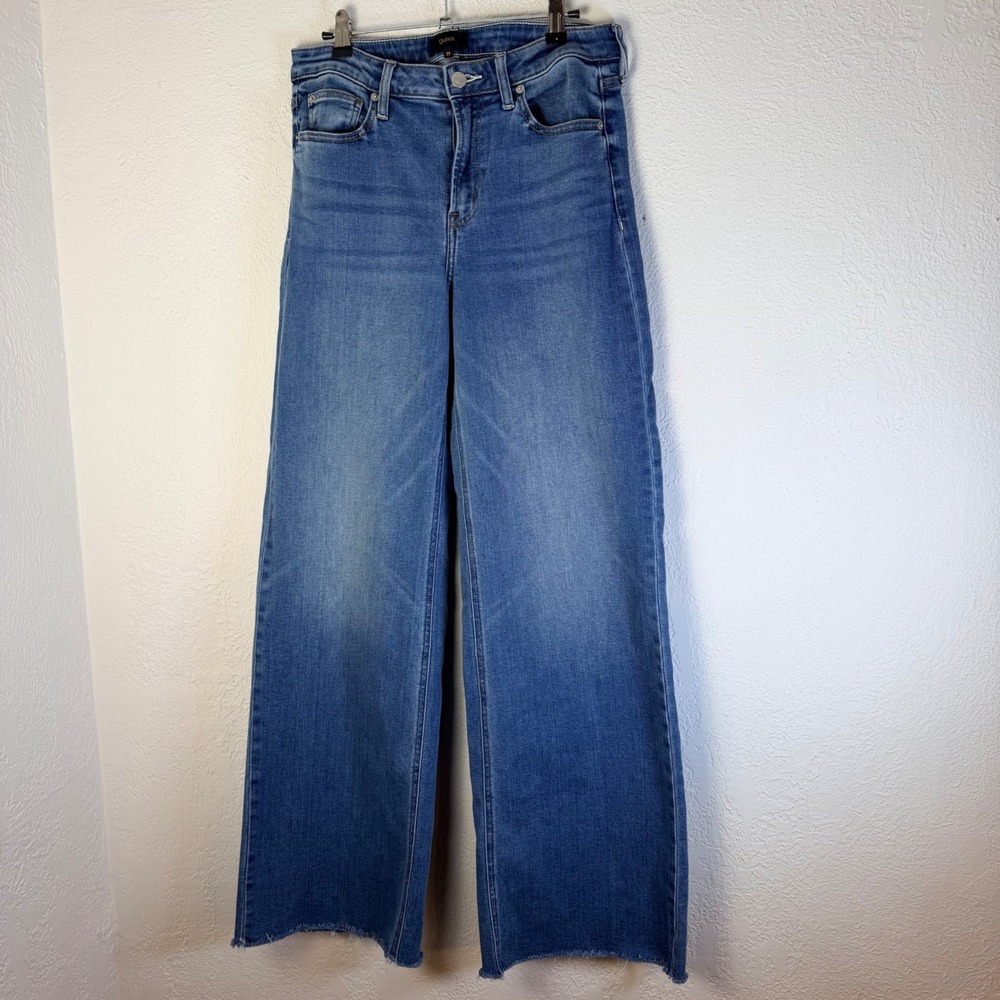 Quince Women's 29x32 Bella Stretch Wide Leg High Rise Jeans Raw Fray Hem